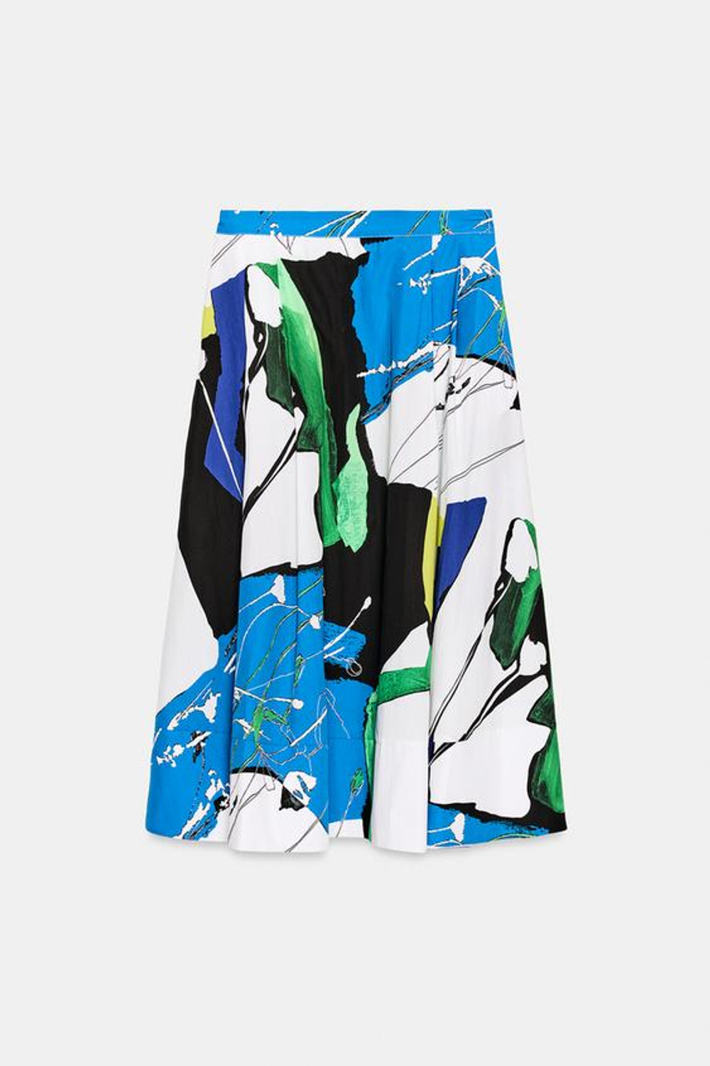 ZARA ЮБКА МИДИ С ПРИНТОМ И СКЛАДКАМИ, РАЗНОЦВЕТНЫЙ