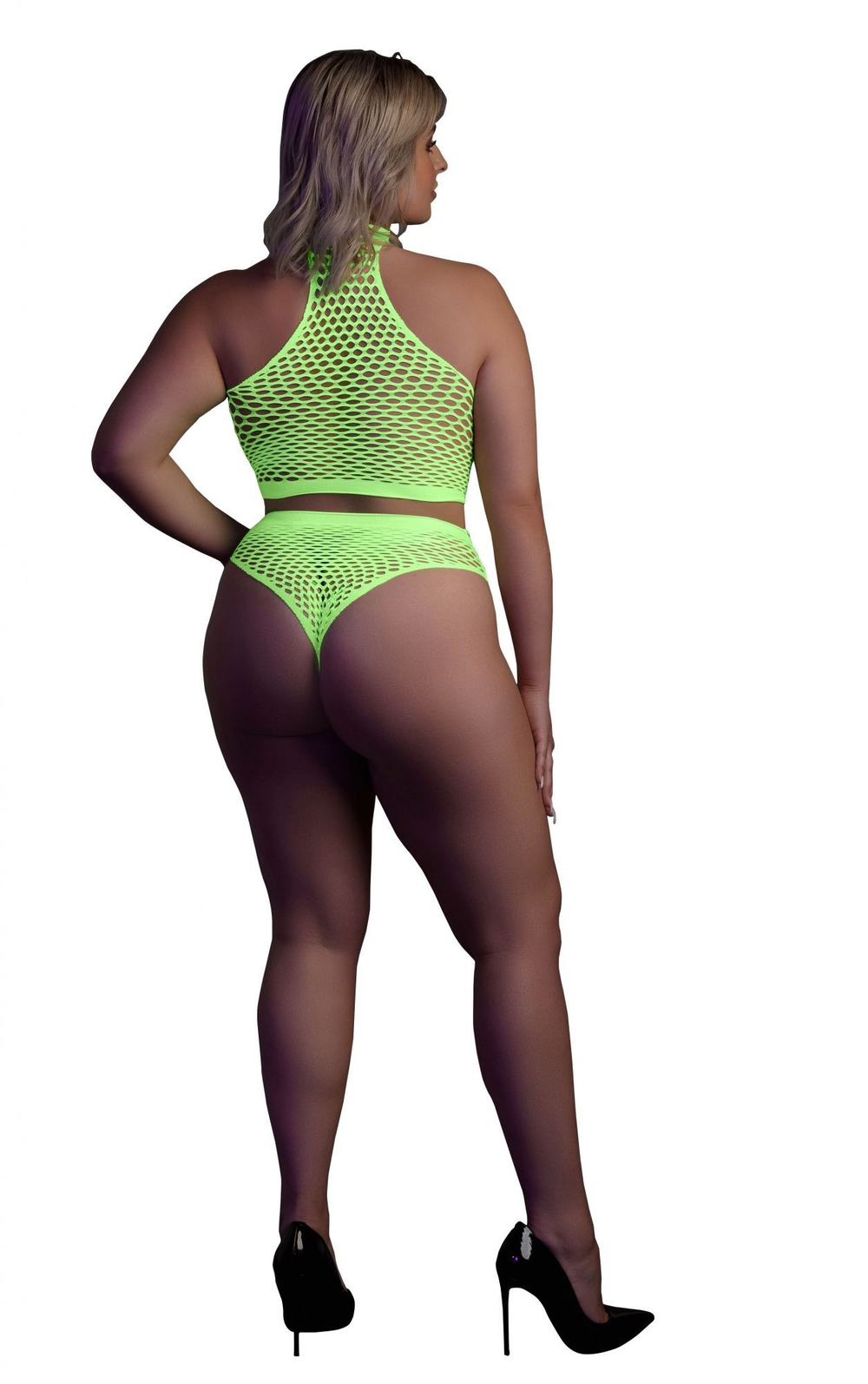 Эффектный зеленый комплект Turtle Neck and High Waist Slip (Размер: XL-4XL) (Цвет: зеленый)