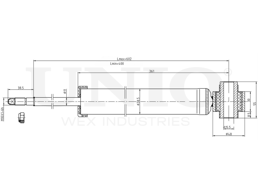 Амортизатор газовый задней подвески UNIO SAB-10536