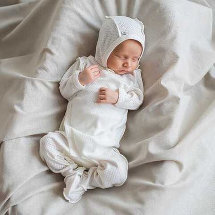 Слип на кнопках "Молоко" из ажурного хлопка 0+