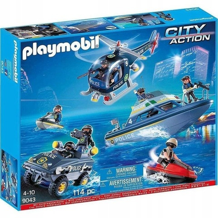 Конструктор Playmobil City Action Набор полицейского катера с автомобилем-амфибией и вертолетом 9043