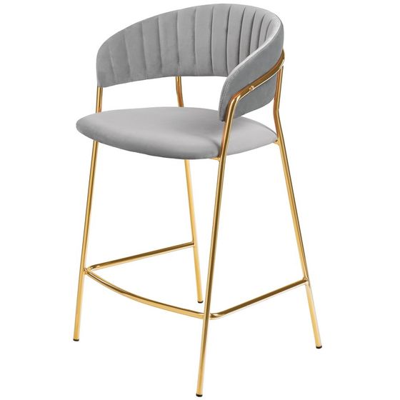 Полубарный стул Turin серый велюр с золотыми ножками | Купить в Hallberg.ru