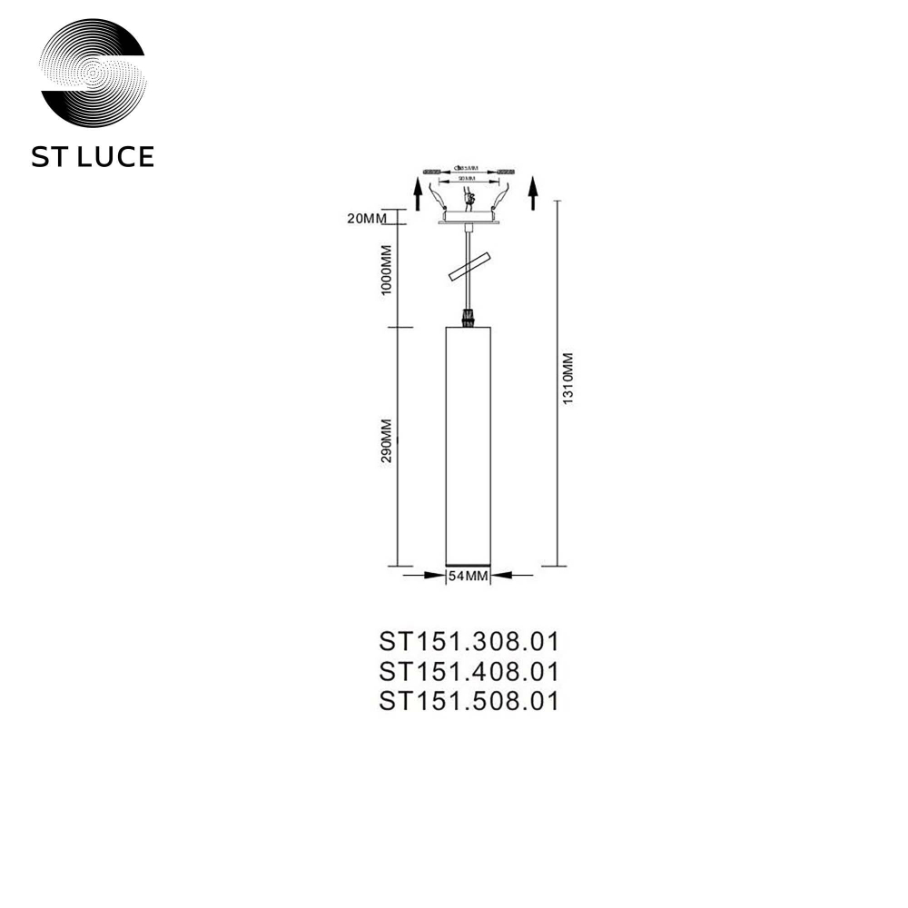 ST151.508.01 Встраиваемый подвесной светильник Белый GU10 1*50W  IP20 D54xH290 220V Без ламп