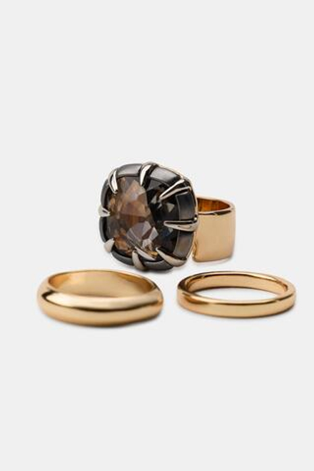 ZARA НАБОР ИЗ ТРЕХ КОЛЕЦ С КАМНЕМ, ЗОЛОТИСТЫЙ