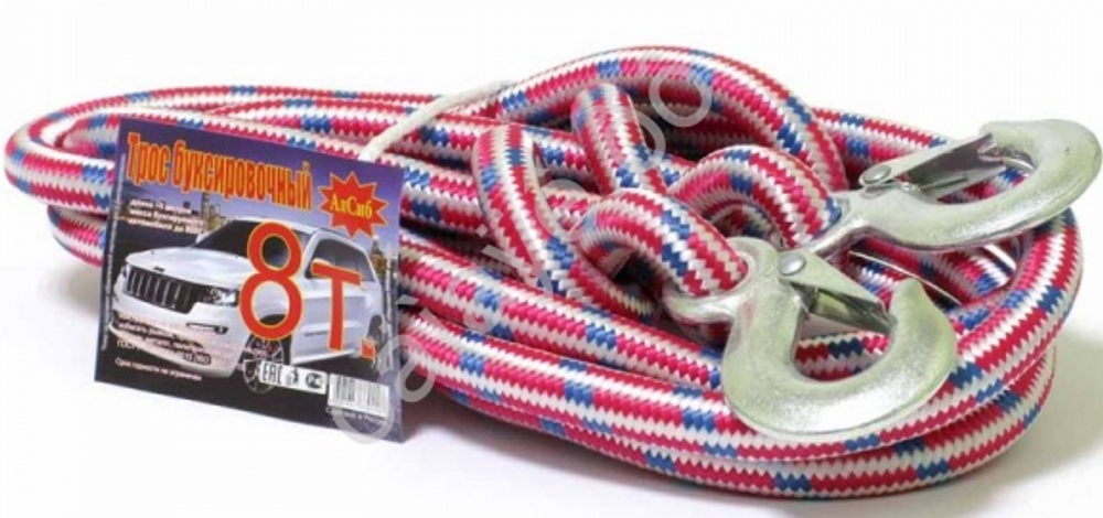 Трос буксира 8т/5м ВЕРЕВКА Барнаул" АлСиб  2 крюка 15287