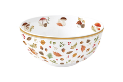 Салатник 15х8см 600мл Easy Life Autumn Breeze Грибы и листья белый