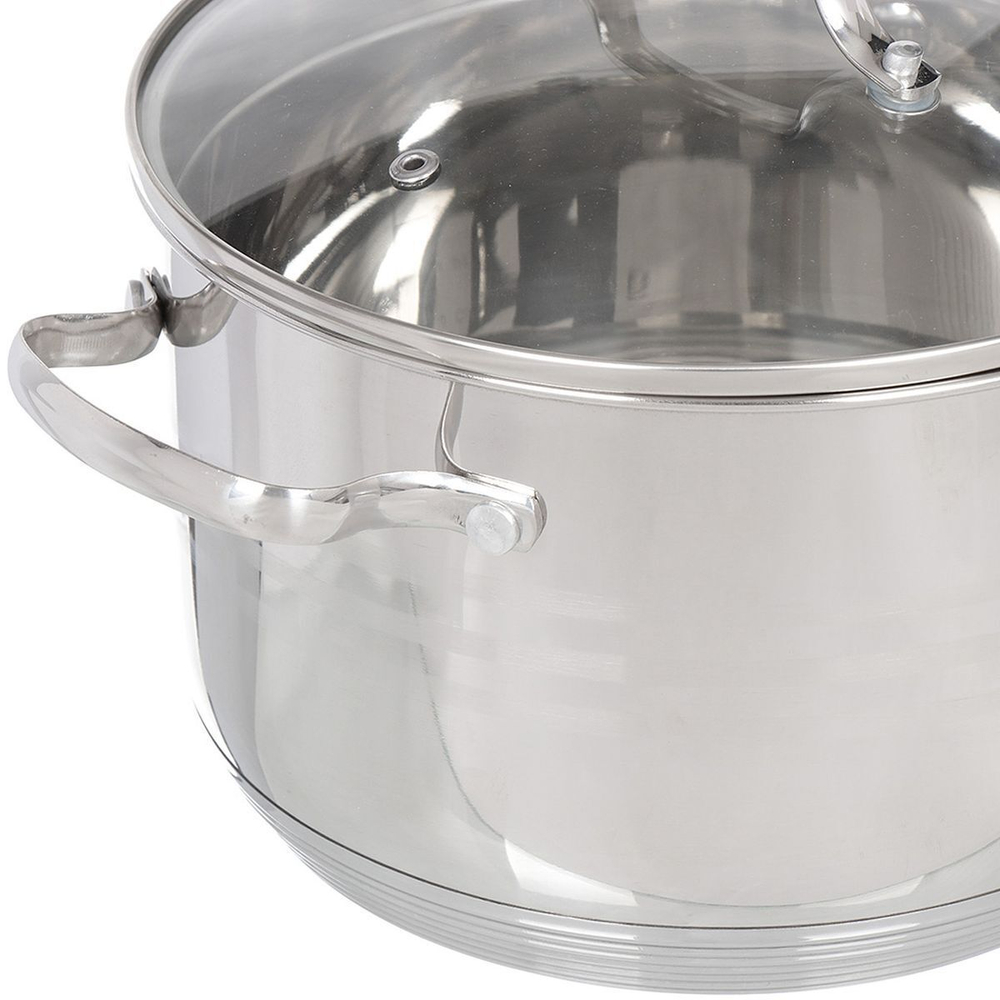 Кастрюля нерж, 1.9 л, с крыш, крышка стекло, Daniks, Токио, SD-A87-16, индукц