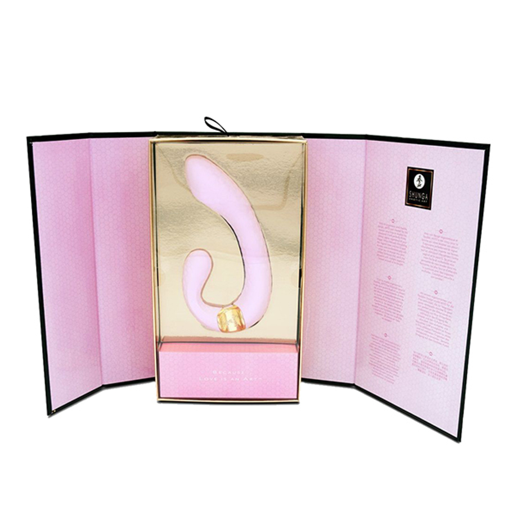 Розовый гибкий вибростимулятор 18,5см с двумя моторами Shunga MIYO SH-MIYO-502