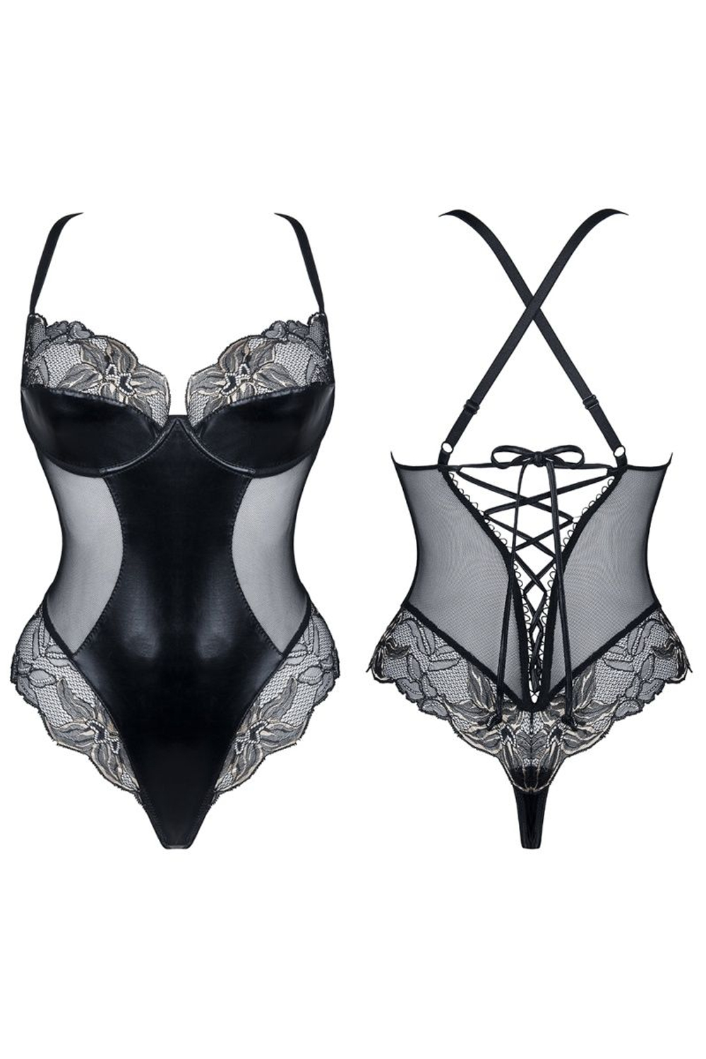 Чувственное боди Hortense с кружевами (Размер: M) (Цвет: черный)