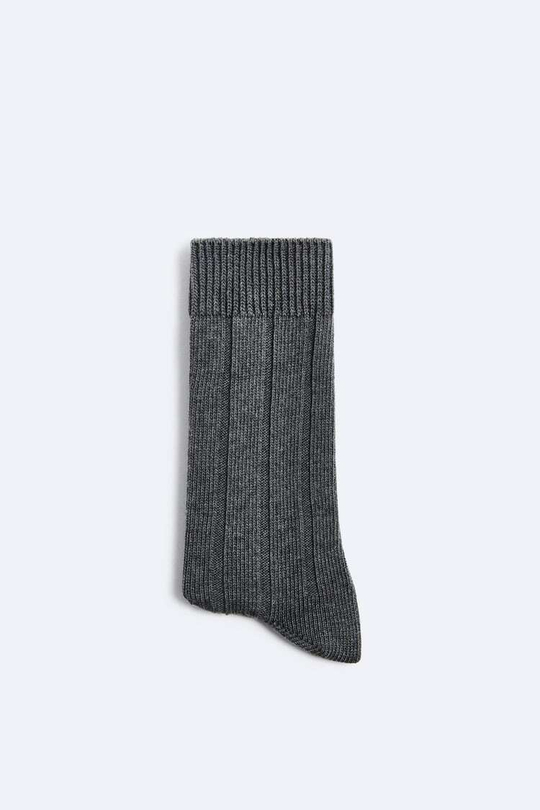 ZARA НОСКИ В РУБЧИК, СЕРЫЙ