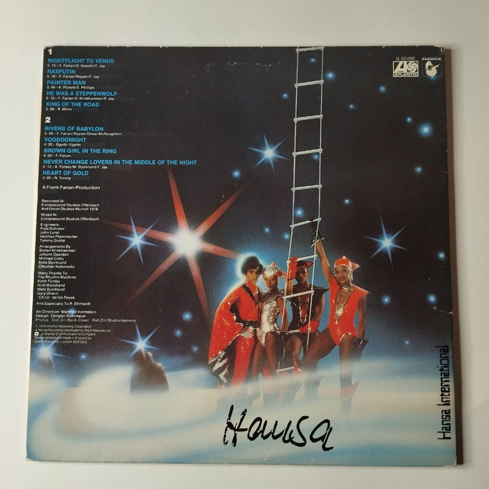 Винтажная виниловая пластинка LP Бони М Boney M Nightflight To Venus (UK 1978) Rasputin