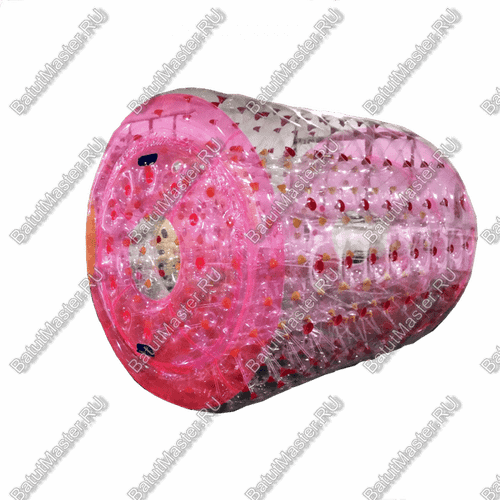 Аттракцион Водный роллер (Гидророллер) ПВХ «Розовый» с цветными стропами 2.4*2.2*2.2 м