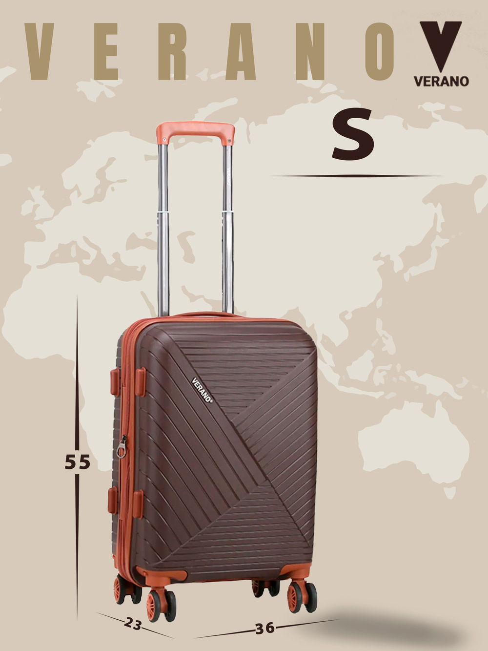 Чемодан мини "Verano" из полипропилена, съёмные колёса
