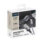 Дата-кабель Magneto, USB-A - Lightning, 1.5м,  2.4A, серый