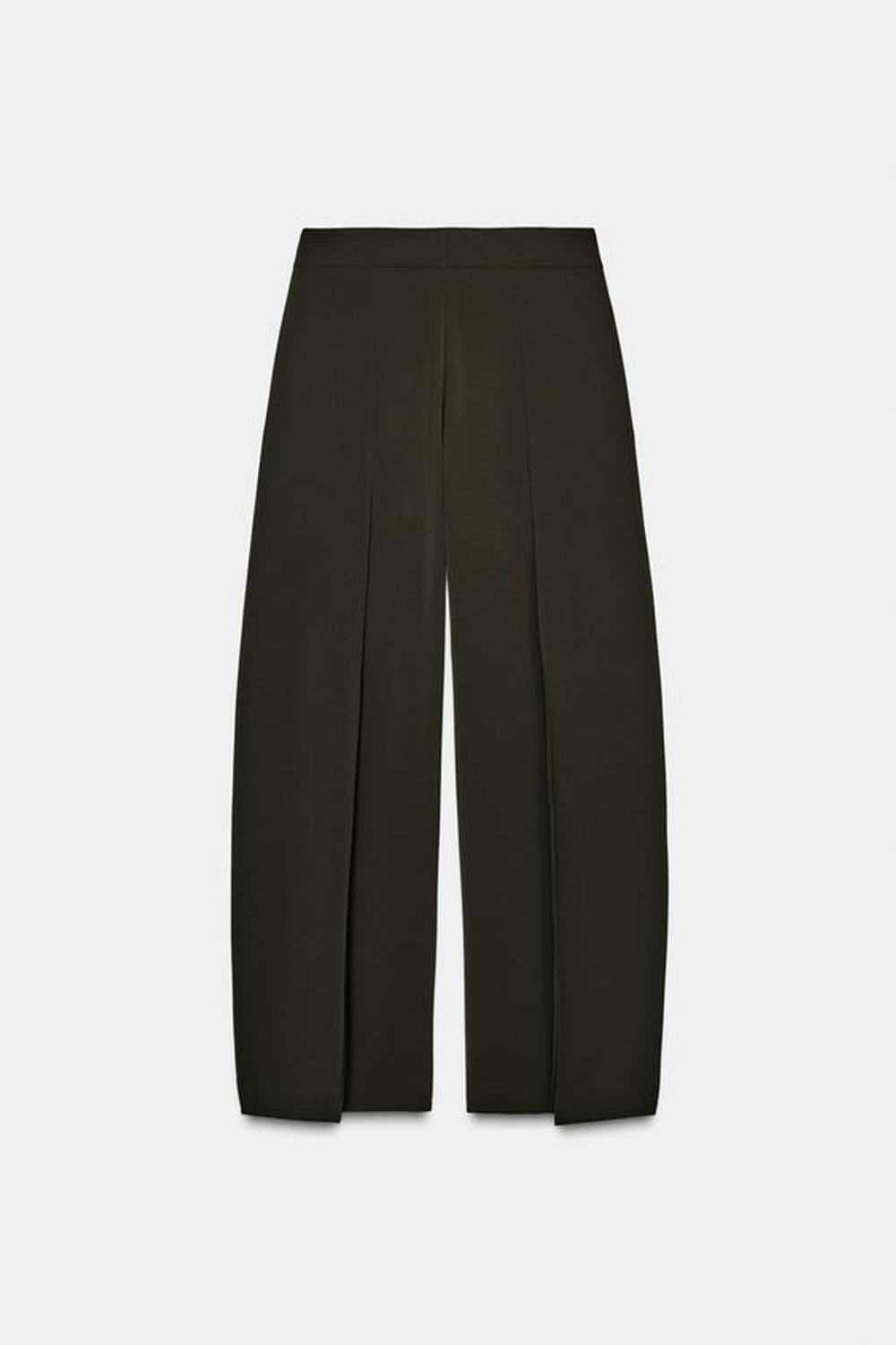 ZARA БРЮКИ WIDE LEG С ЗАЩИПАМИ — ZW COLLECTION, ЗЕЛЕНЫЙ