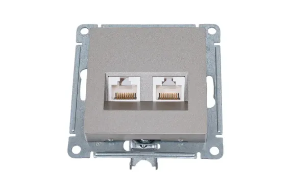 Розетка RJ45 Systeme Electric ATLASDESIGN двойная шампань 38172