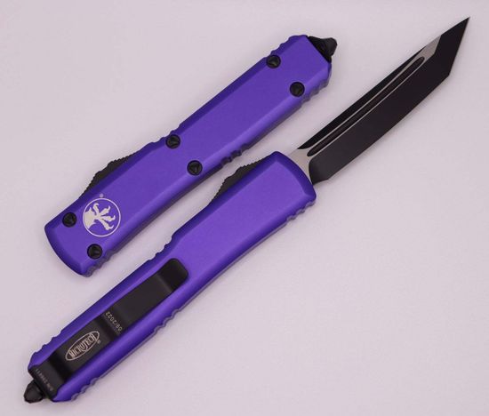 Microtech Ultratech T/E - нож автомат., фиолет., алюм. рук-ть, черн. клинок