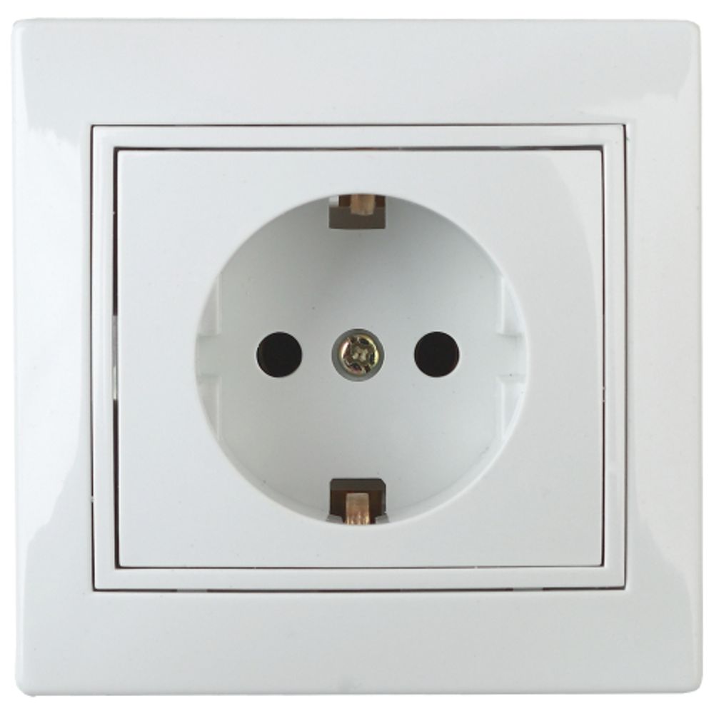 Розетка Intro Plano 1-202-01 с заземлением 2P+E Schuko 16А-250В IP20 СУ белый