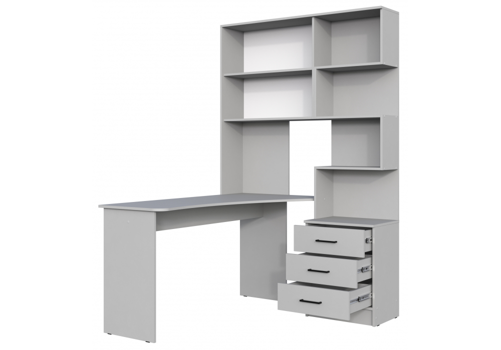 Компьютерный стол Woodville Эльброни левый шиншилла серая