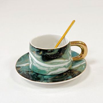 Чайная пара «Мрамор», 220 мл, цвет зелёный