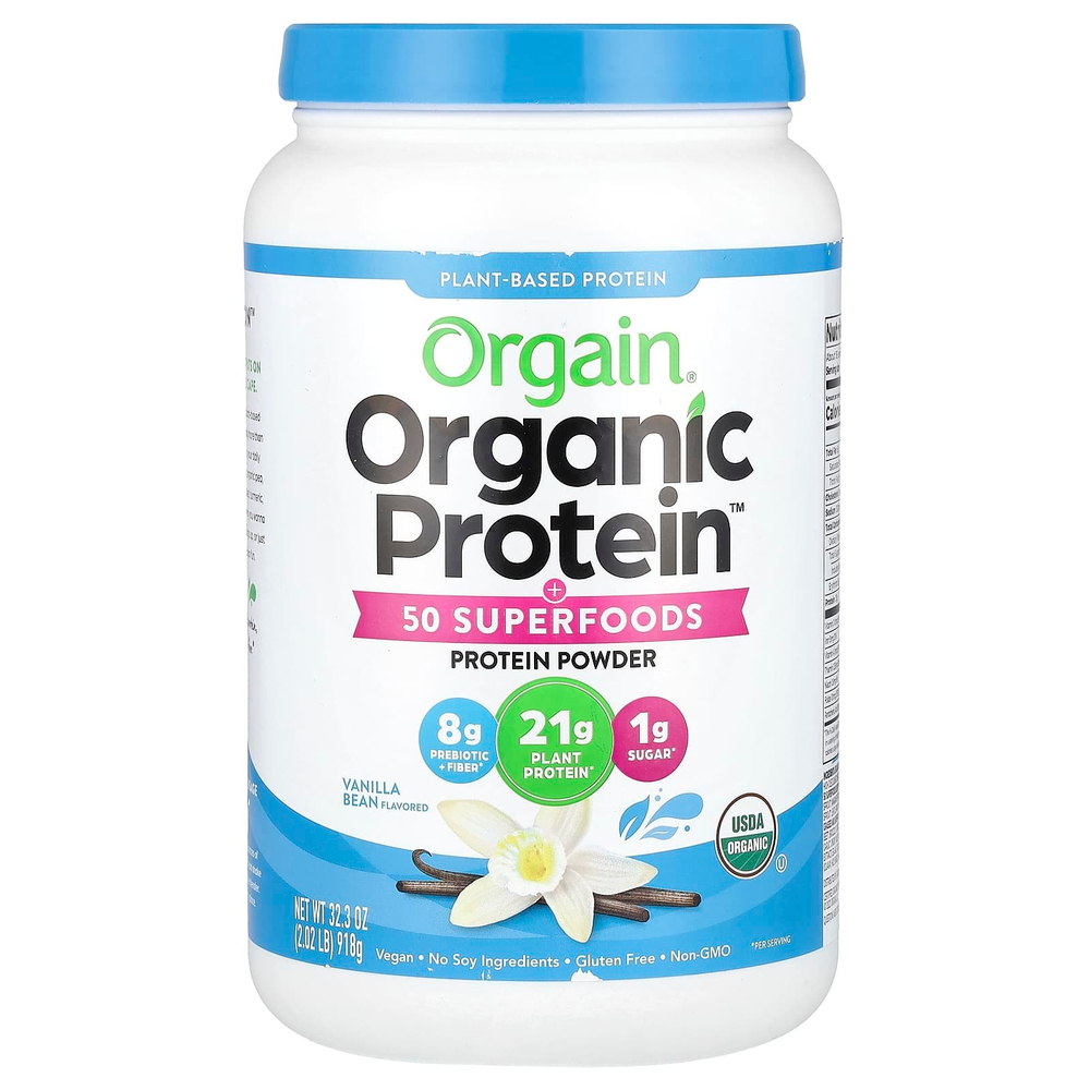 Orgain, Organic Protein™ + 50 суперфудов в порошке, со вкусом бобов ванили, 918 г (2,02 фунта)
