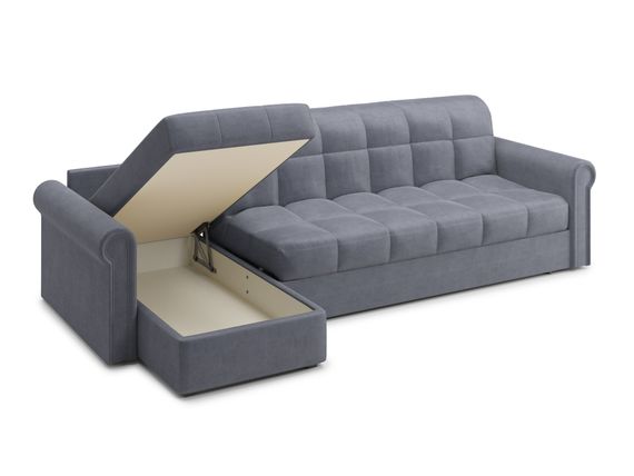 Диван угловой с оттоманкой Палермо 1,8 - Velutto 32 серый/кант Velutto 32 серый