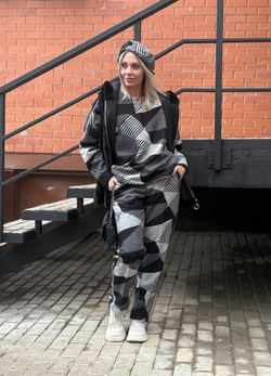 Брюки со стрелкой + Лонг + кушак / чб