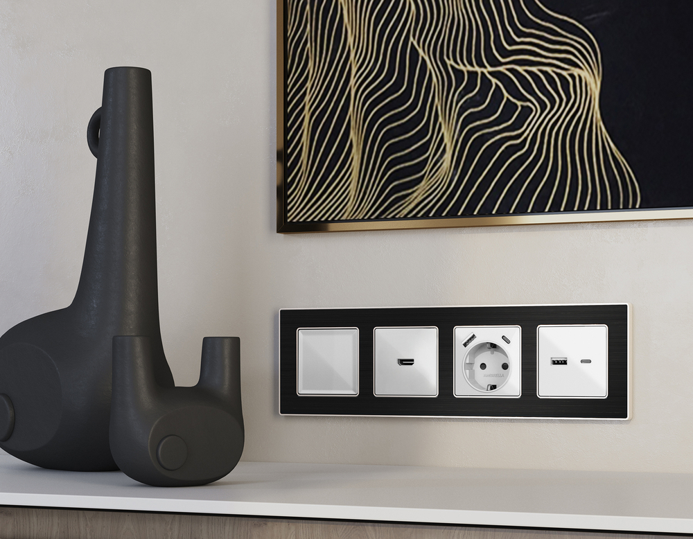 MA414010 Комплект механизма розетки HDMI 2.0 ALFA Серебро глянец 40V/500mA 2.0GHz 5-18Gbit/s QUANT (AP4140, VM222)