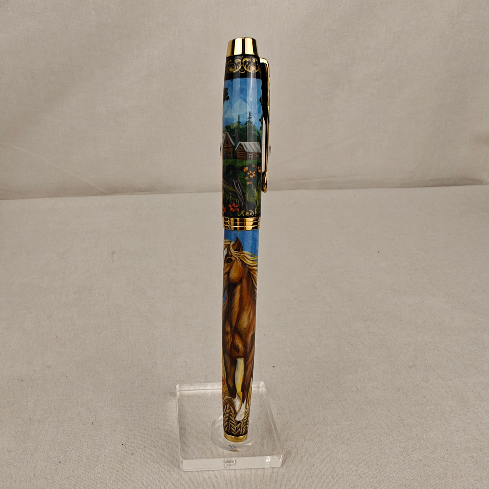 Ручка с колпачком расписная Parker "Рыжий Конь" в футляре
