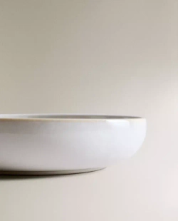 ZARA HOME ГЛУБОКАЯ ТАРЕЛКА С КАЙМОЙ, БЕЛЫЙ