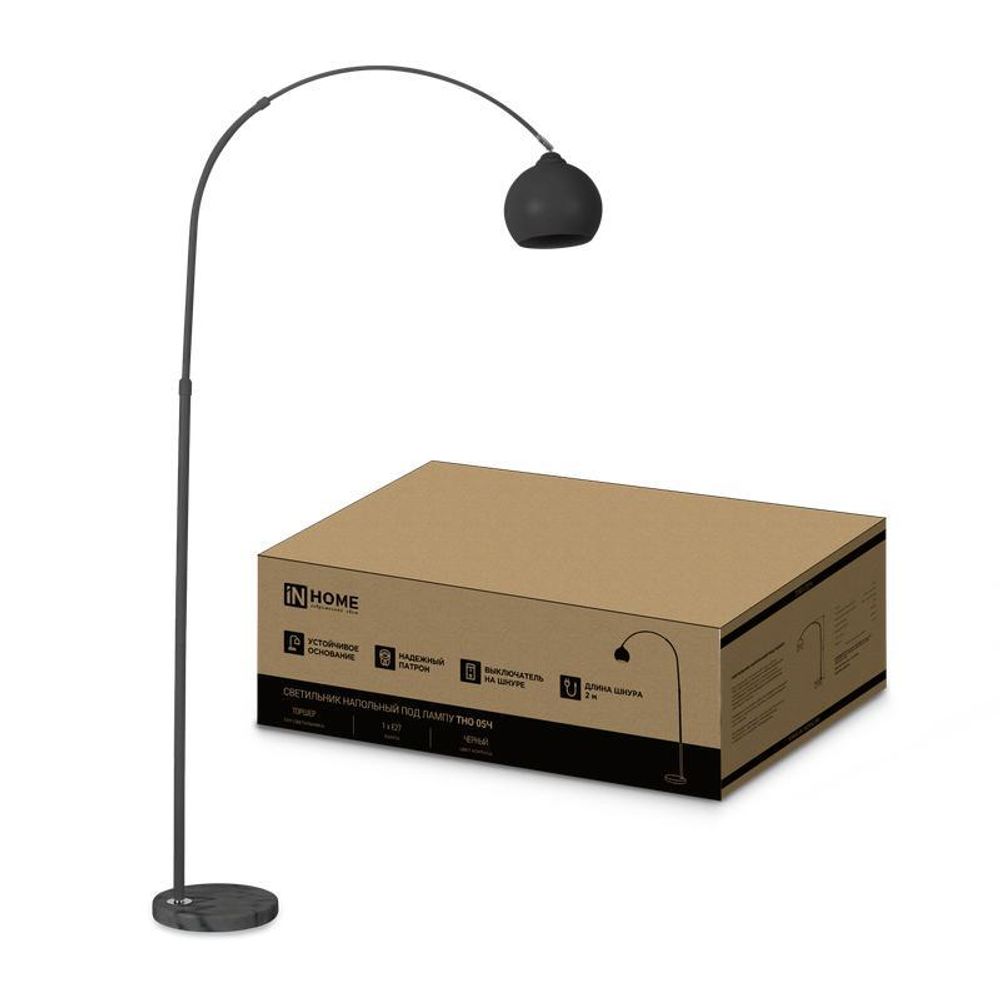 Светильник ТНО 05Ч 60Вт E27 230В торшер напольн. под лампу на основании черн. IN HOME 4690612049199 Светильник ТНО 05Ч 60Вт E27 230В торшер напольн. под лампу на основании черн. IN HOME 4690612049199