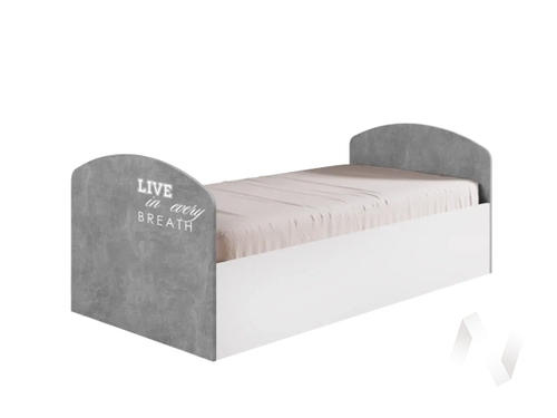Кровать Детская Юниор-2 ЛДСП Лофт (белый/бетон светлый)