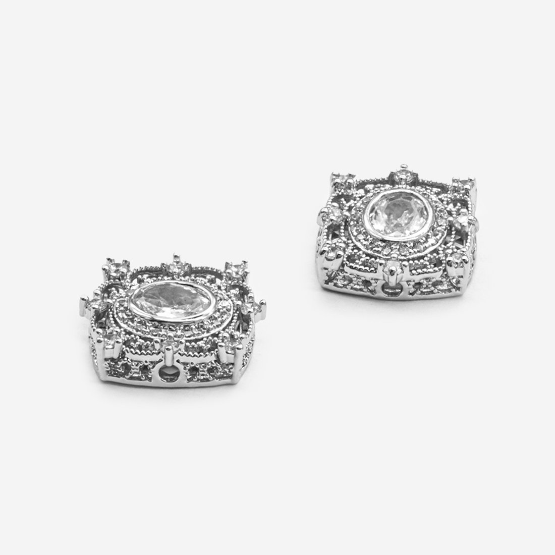 Подвеска "Princess", прозрачное ювелирное стекло, фианиты, 18,3*16,3мм, родирование