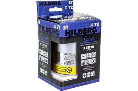 72 Коронка алмазная Hilberg Laser 5 Teeth Подрозетник 5T (Подрозетник)72*60 mm
