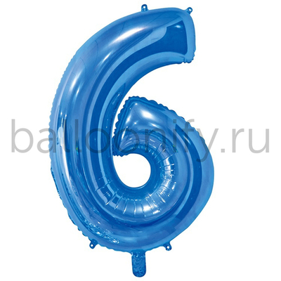 Шар ЦИФРА 6 Blue 26" 66 см