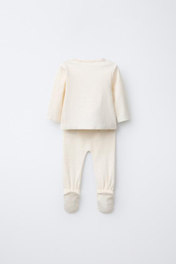 ZARA КОМПЛЕКТ ДЛЯ НОВОРОЖДЕННОГО И АЖУРНАЯ СУМКА «СЕРДЦА», ЦВЕТ СЛИВОЧНОГО МАСЛА