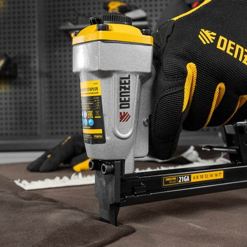Степлер пневматический PS8016 для прямоугольных скоб 21GA от 6 до 16 мм// Denzel