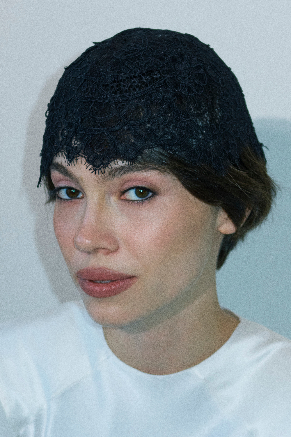 Кружевная шапочка черная