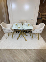 Кухонный раздвижной стол "ТАНГО" , белый мрамор и 4 стула ШЕЛЛ