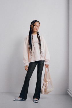 ZARA ТОЛСТОВКА С АТЛАСНЫМ БАНТОМ И ВЫШИВКОЙ, РОЗОВЫЙ