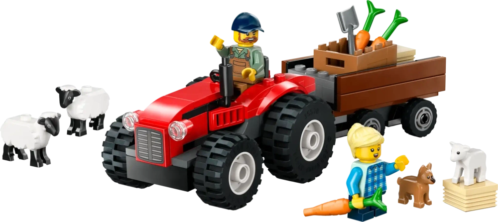 Конструктор LEGO City 60461 Красный сельскохозяйственный трактор с прицепом и овцами