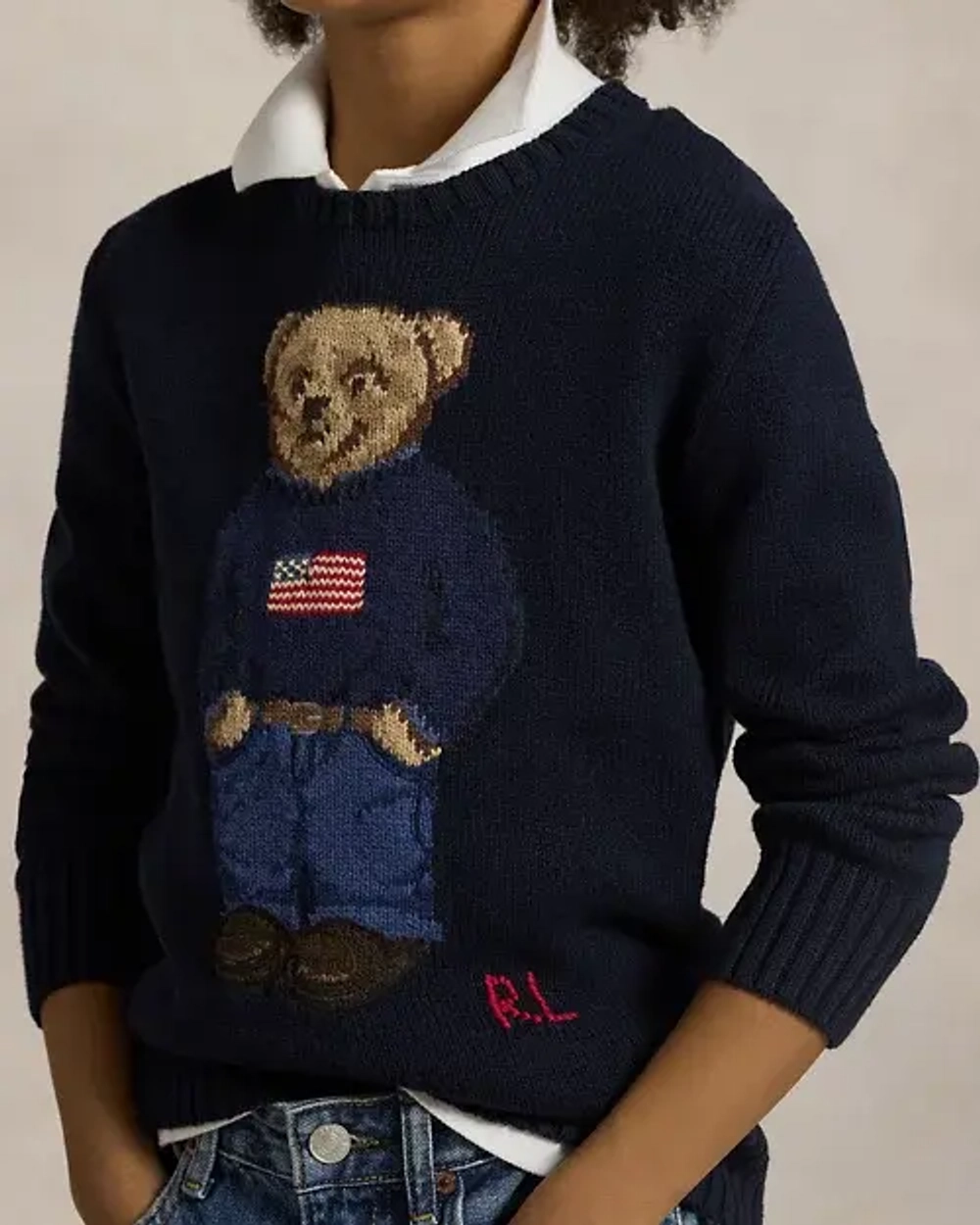 Хлопковый свитер с медвежонком Ralph Lauren