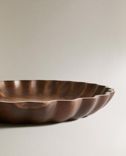 ZARA HOME БЛЮДО С ВОЛНИСТЫМИ КРАЯМИ, КОРИЧНЕВЫЙ