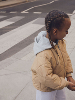 Бомбер с капюшоном для девочки Next E25-223, Бежевый, Серый