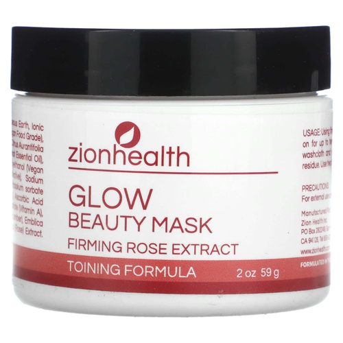 Zion Health, Glow Beauty Mask, укрепляющий экстракт розы, 56,69 г (2 унции)
