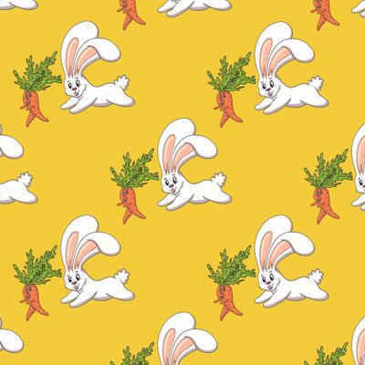 Заяц и Морковка на желтом