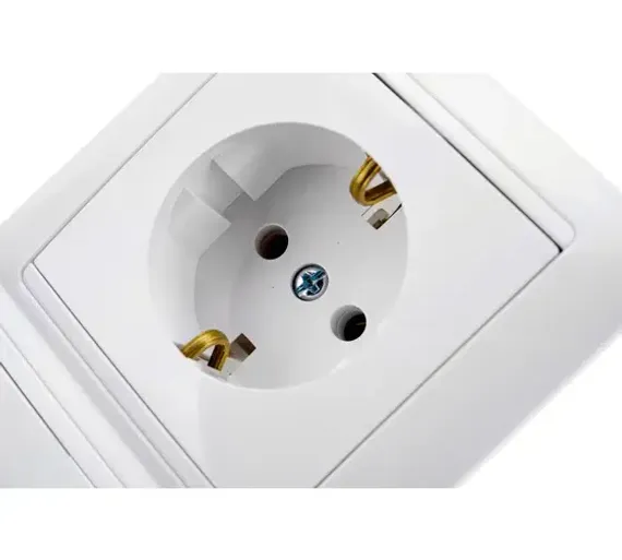 Выключатель Bylectrica СТИЛЬ 2-клавишный + розетка с заземляющим контактом белый 39869