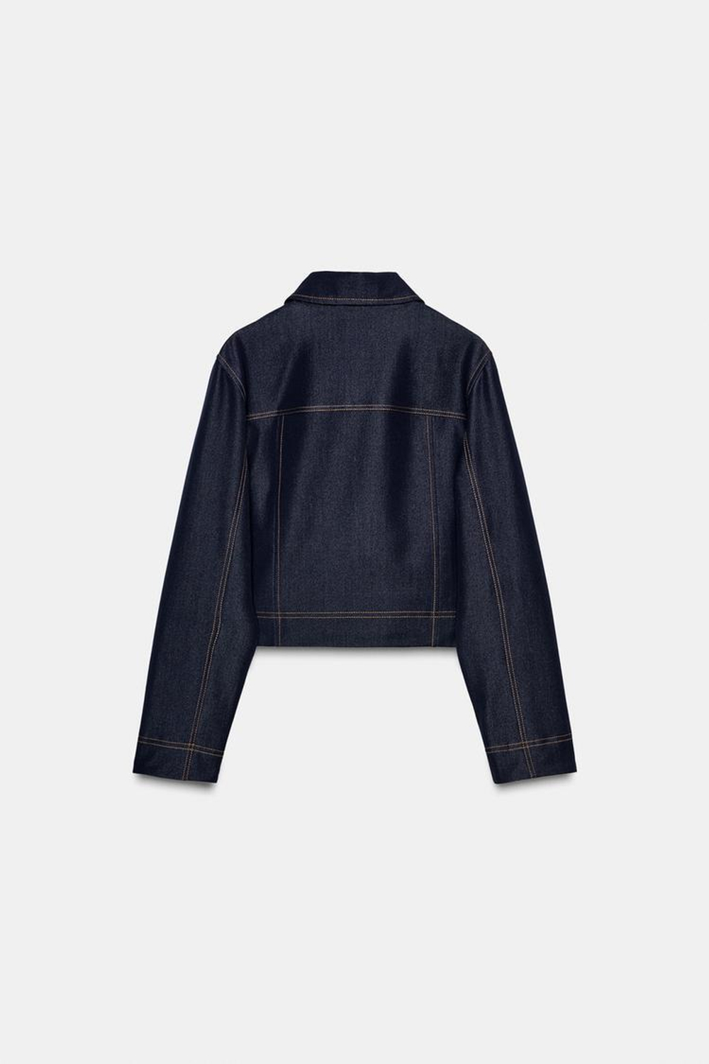 ZARA КУРТКА С КОНТРАСТНОЙ ОТСТРОЧКОЙ, ИНДИГО