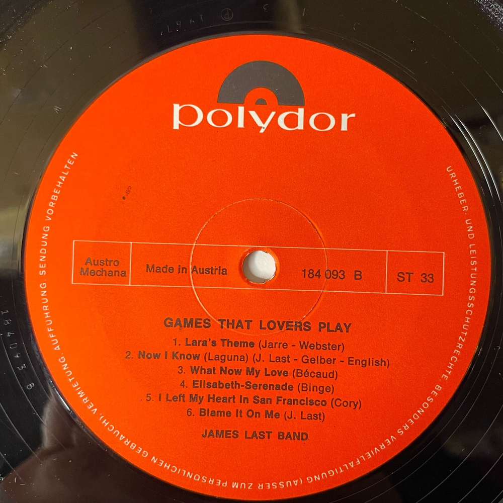Винтажная виниловая пластинка LP James Last Джеймс Ласт Band Games That Lovers Play (Австрия 1973)