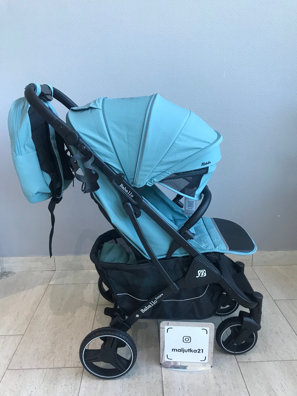 Коляска прогулочная Babalo 2024 Озёрный текстиль на черной раме